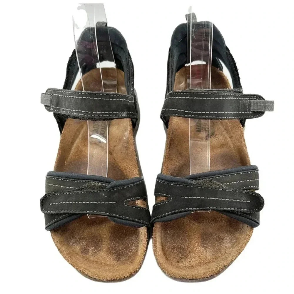 Naot sandals size 36 blue leather sticky strap outdoors gorpcore walking trail